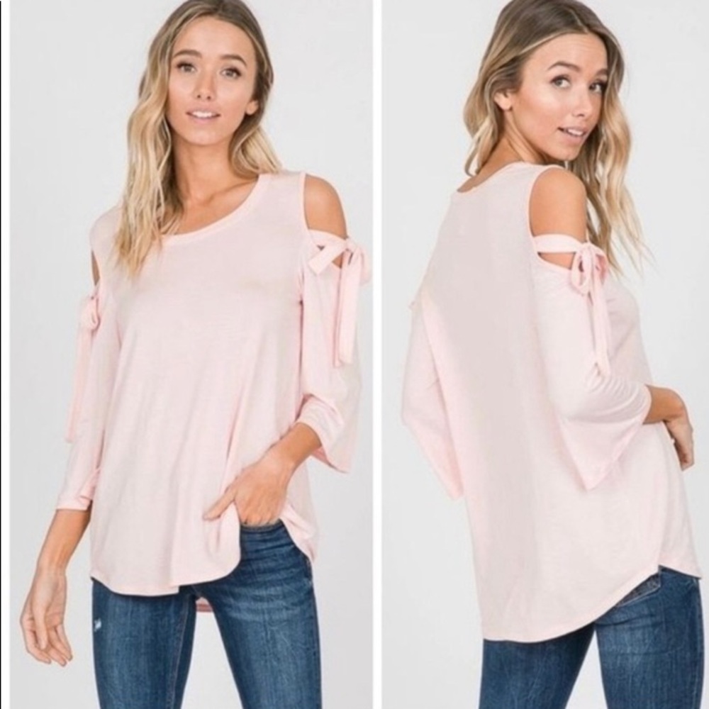 Blush cold shoulder top